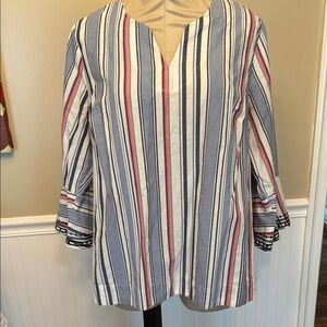 Westbound Red and Blue Bell Sleeve Tunic